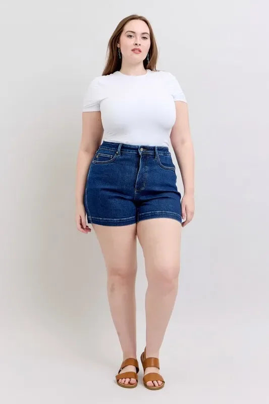 Women's Shorts - Judy Blue Full Size High Waist Tummy Control Denim Shorts - - Cultured Cloths Apparel