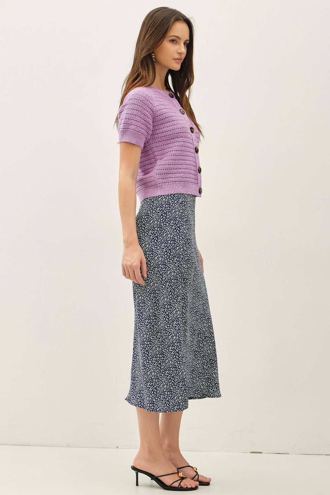 PRINT MIDI SKIRT WITH ELASTIC WAISTBAND