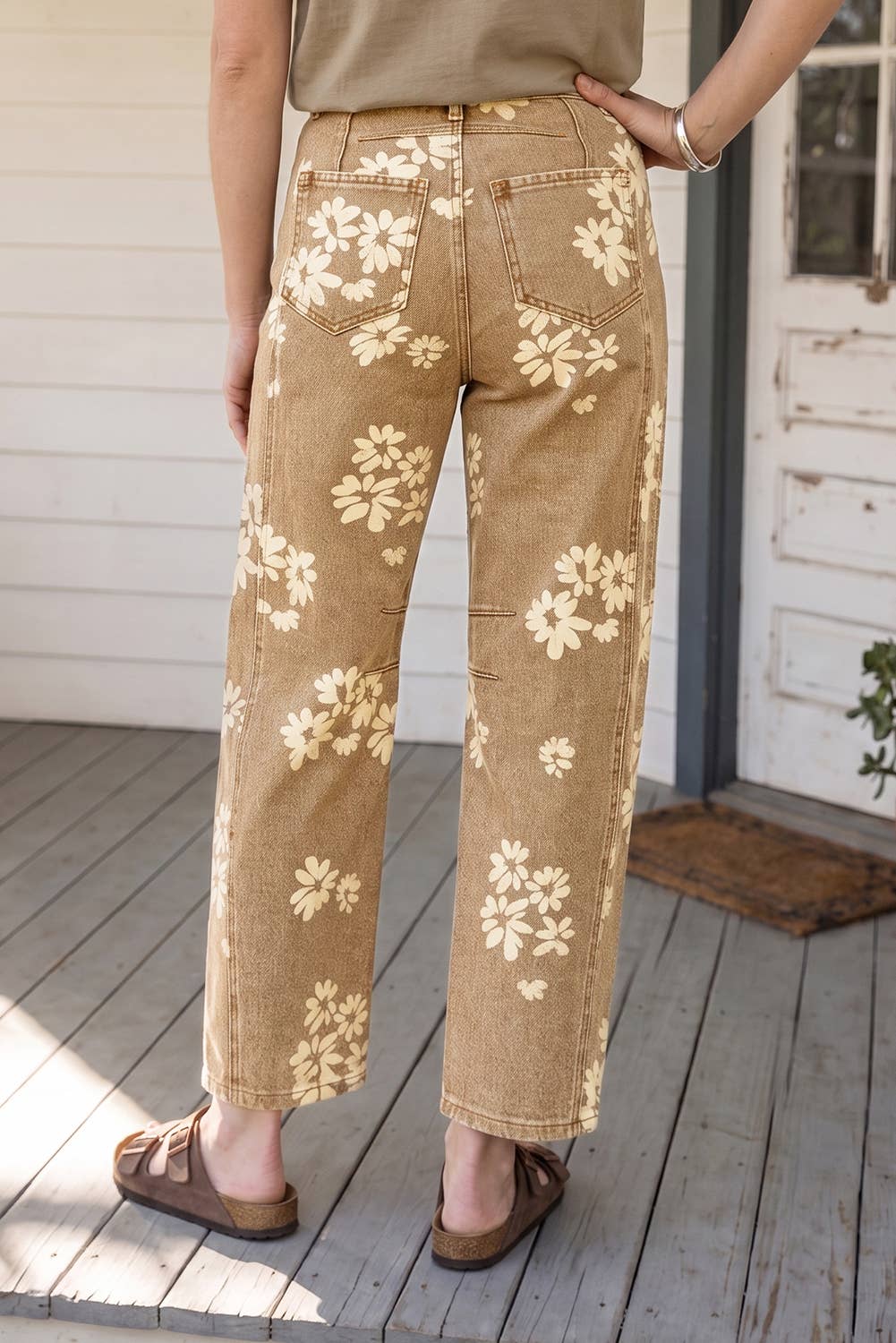 Floral Pleated Straight Jeans (4-16)