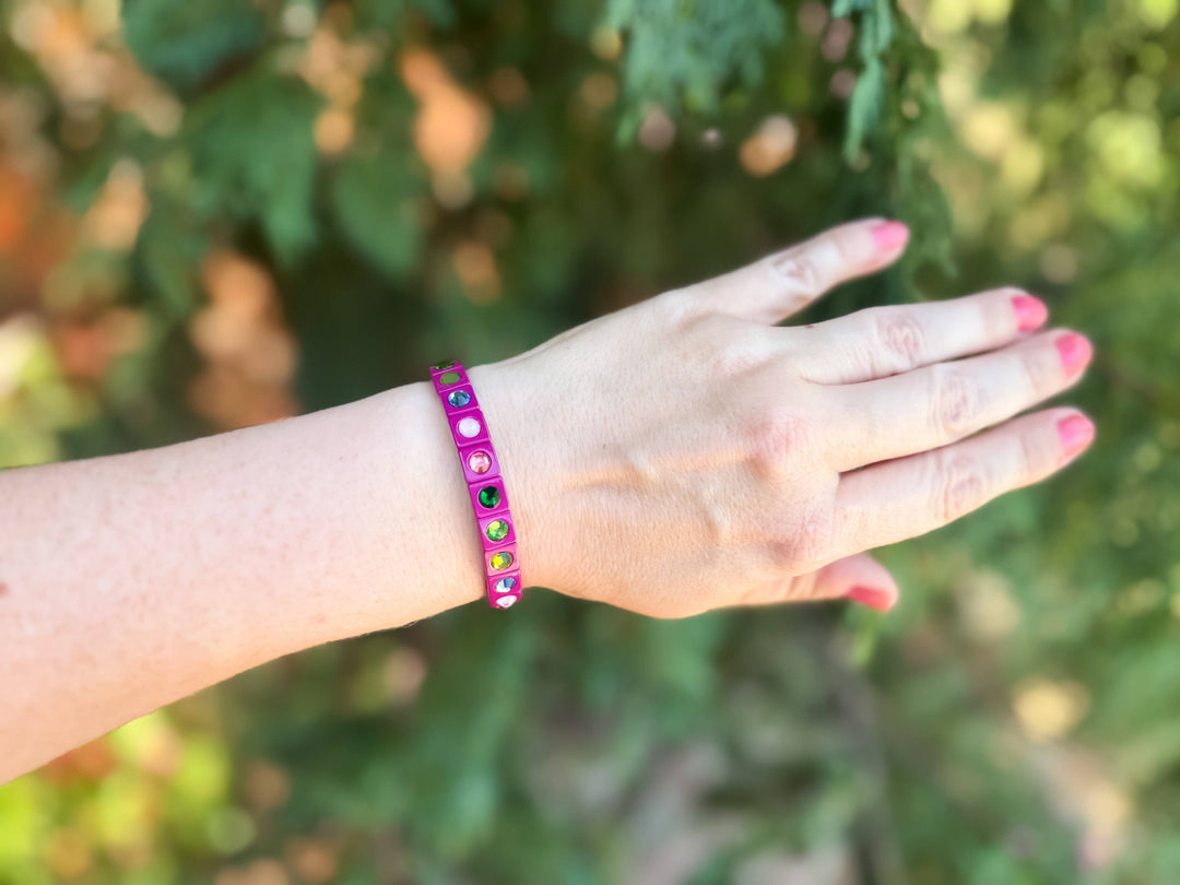 Enamel Stretch Bracelet - Earth Tone Colors