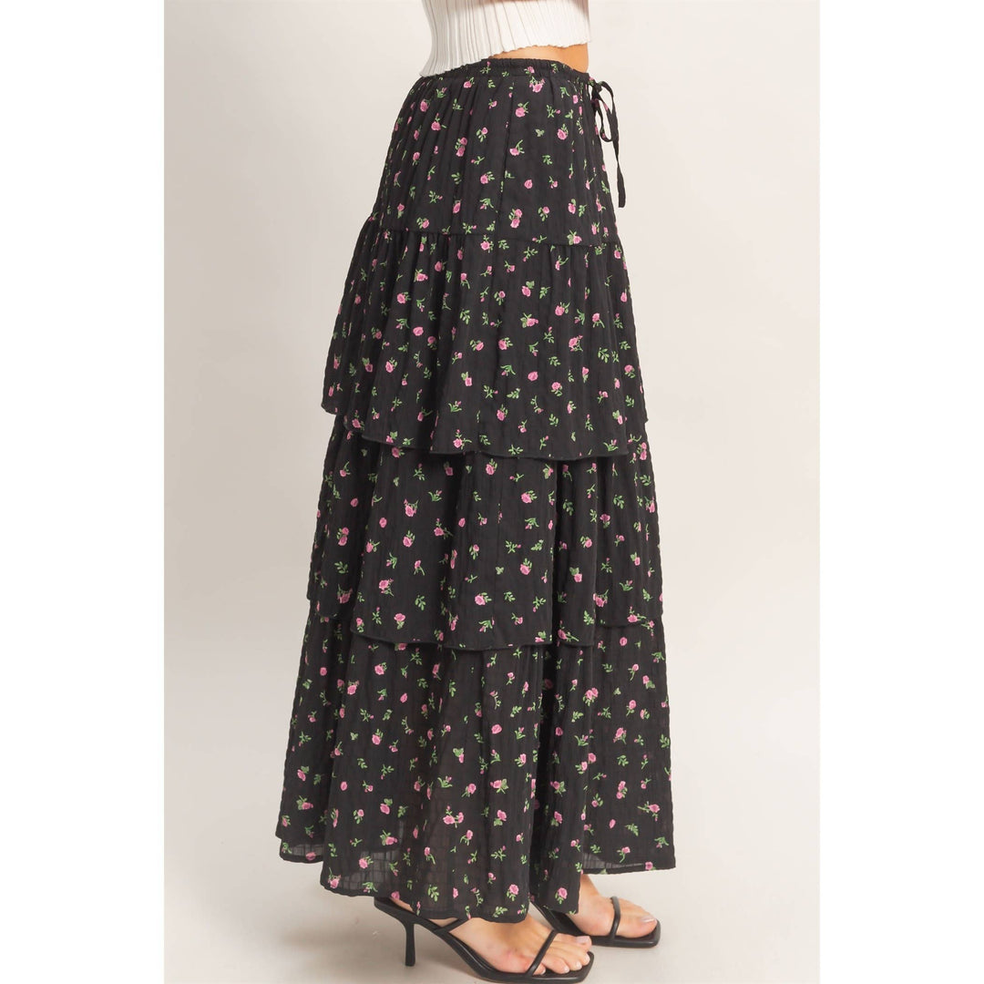 Tiered Floral Print Skirt