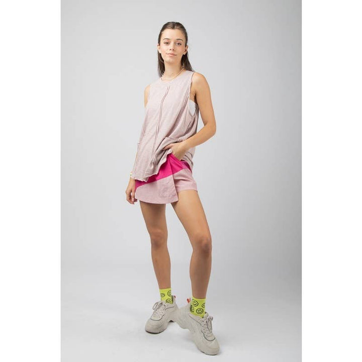 Women's Skirts - Curved Color Block Activewear Skort - - Cultured Cloths Apparel