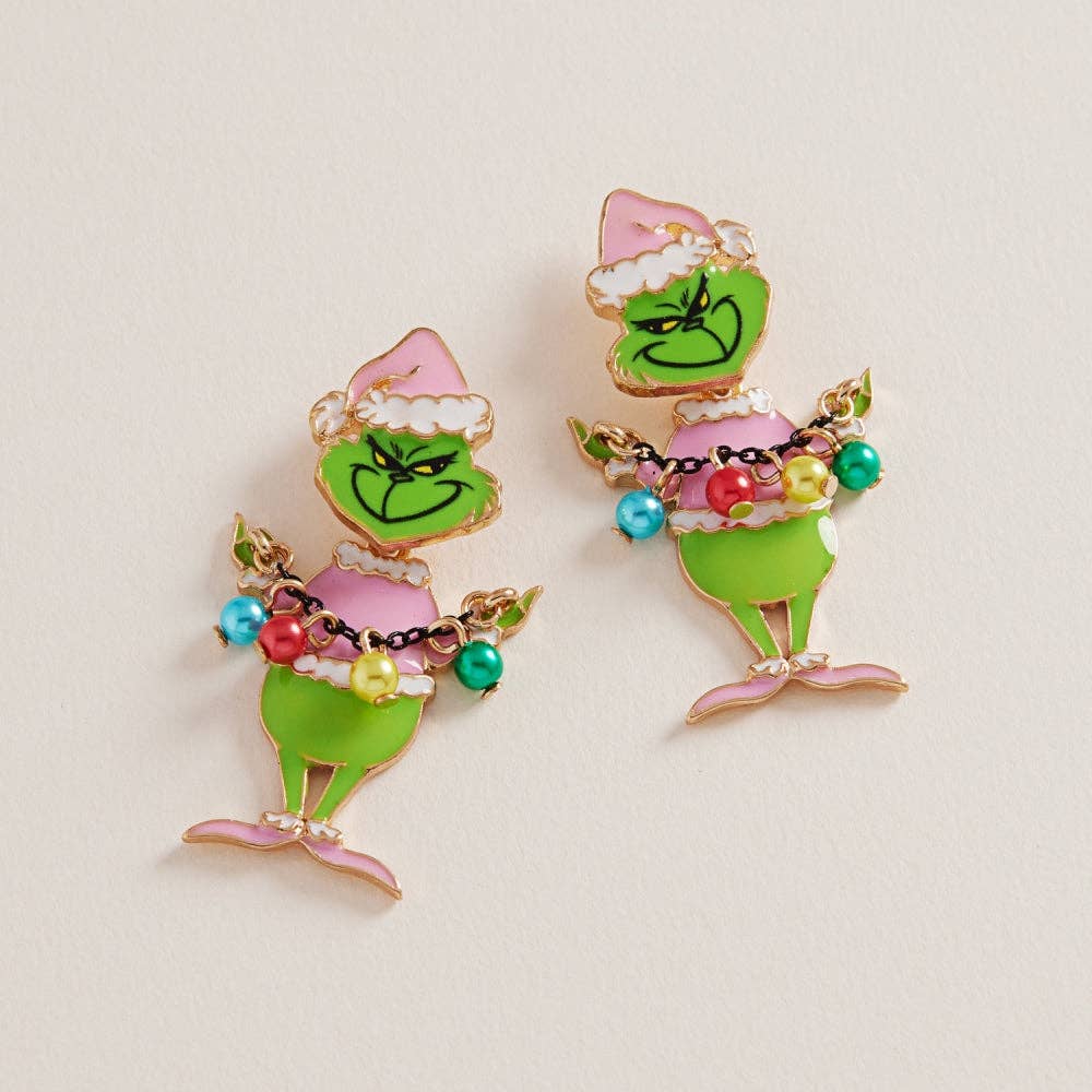 Accessories, Earrings - Christmas Green Monster with Pearls Post Earrings - - Cultured Cloths Apparel