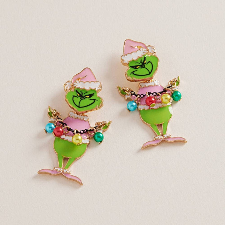 Accessories, Earrings - Christmas Green Monster with Pearls Post Earrings - - Cultured Cloths Apparel