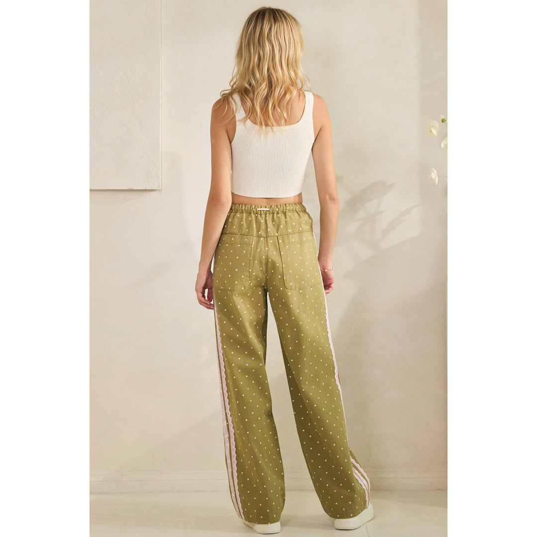 Pants - Polka Dot Pants with Satin Contrast Accents - - Cultured Cloths Apparel