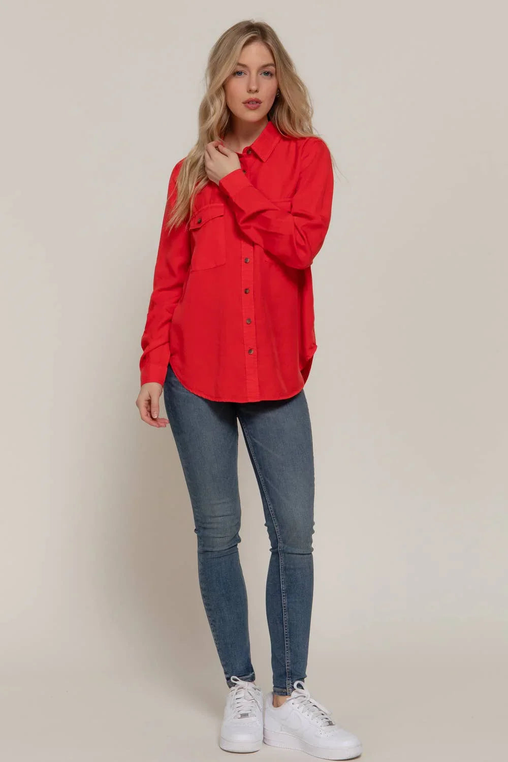 Women's Long Sleeve - Long Sleeve Color Tencel Shirt - - Cultured Cloths Apparel