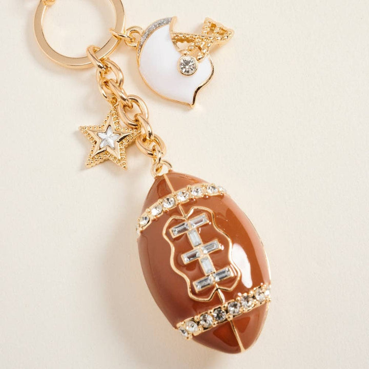 Accessories, Key Chains - 6 Inch Enamel Football Helmet Star Stone Keychain Bag Charm - - Cultured Cloths Apparel