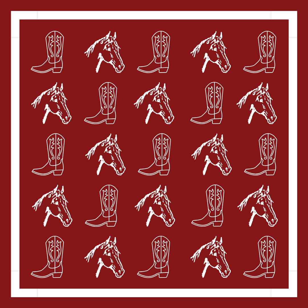 Gameday Bandana Scarf in Dark Crimson & White