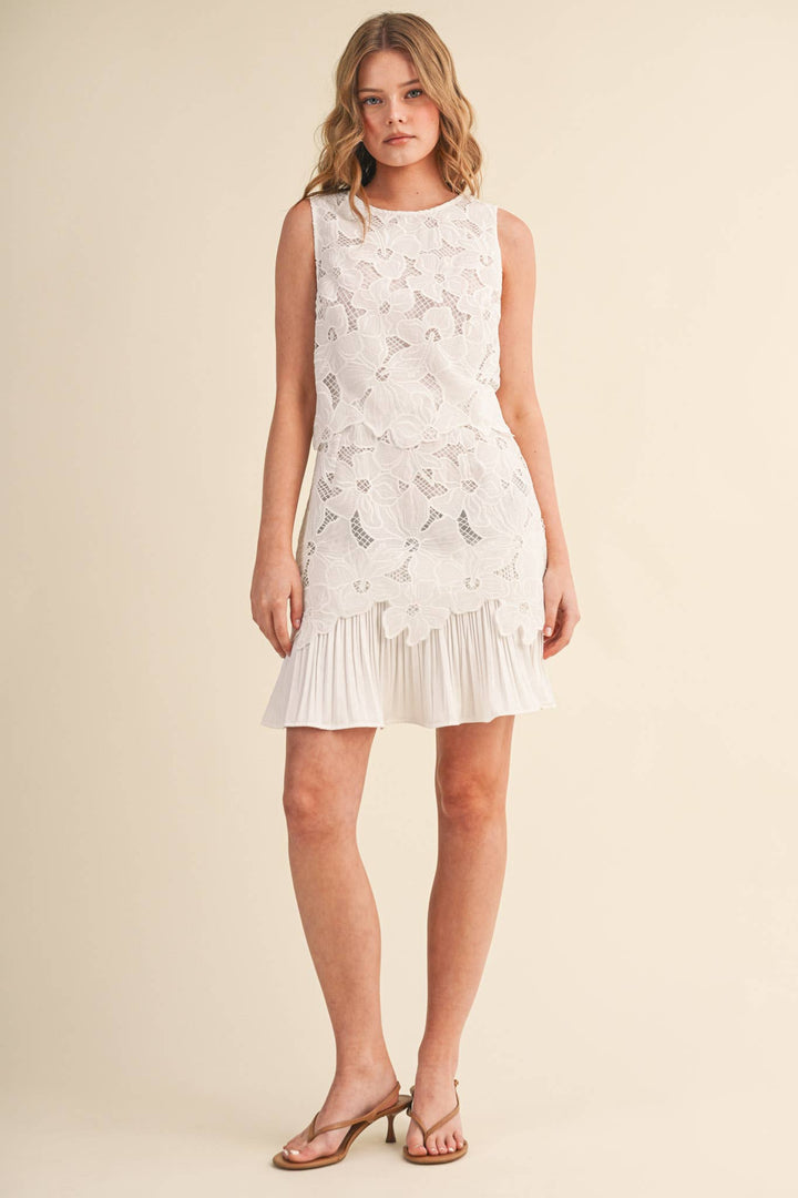 Dresses - TIERED FLORAL LACE FLOUNCE HEM MINI DRESS - - Cultured Cloths Apparel