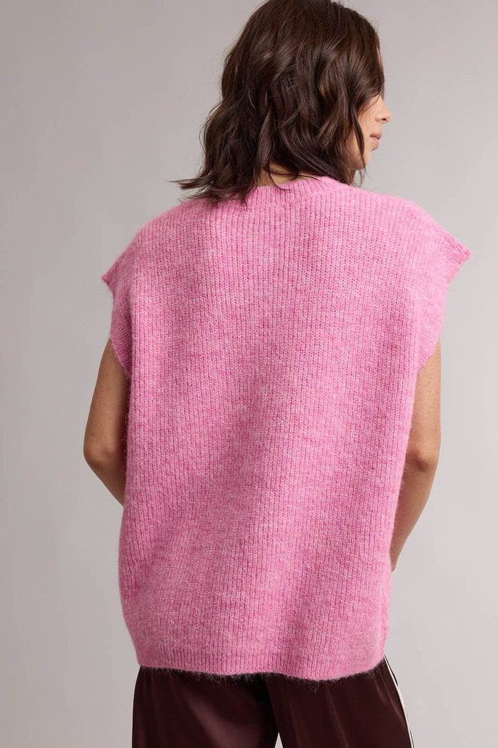 FUZZY BUTTON FRONT SWEATER VEST