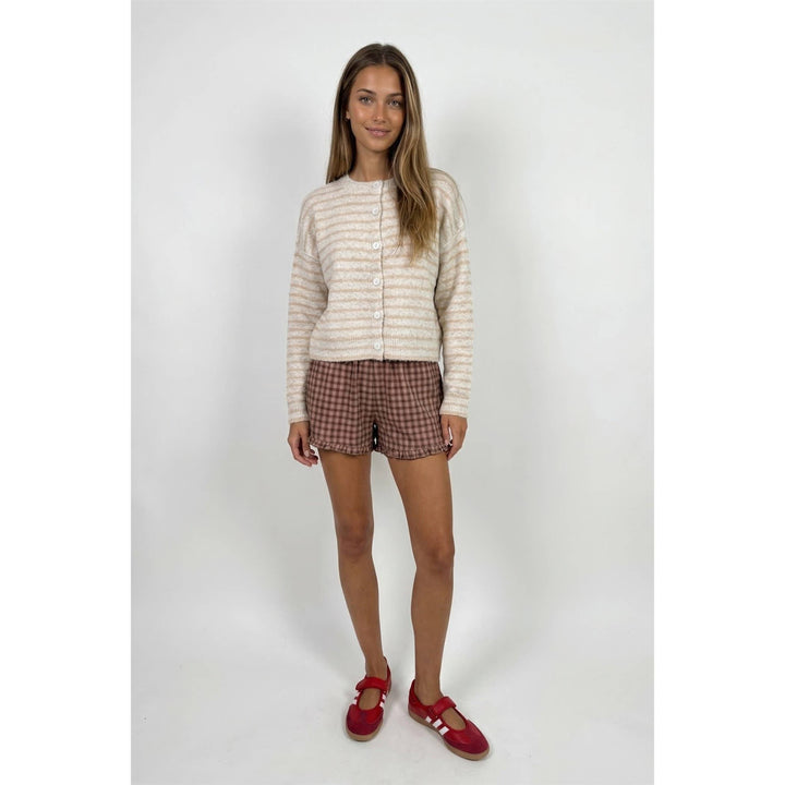 Plaid cotton ruffle shorts