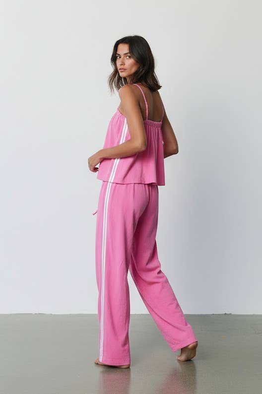 Solid Cotton Camisole & Wide-Leg Pant Set