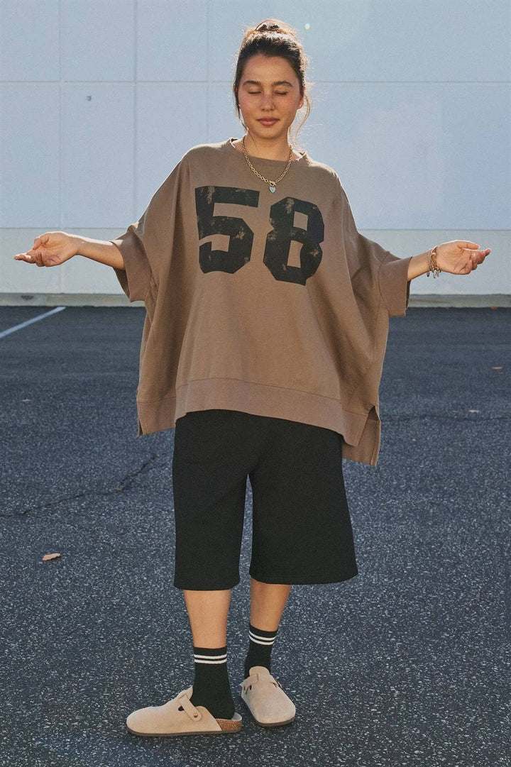 Retro Graphic Oversized French Terry Top