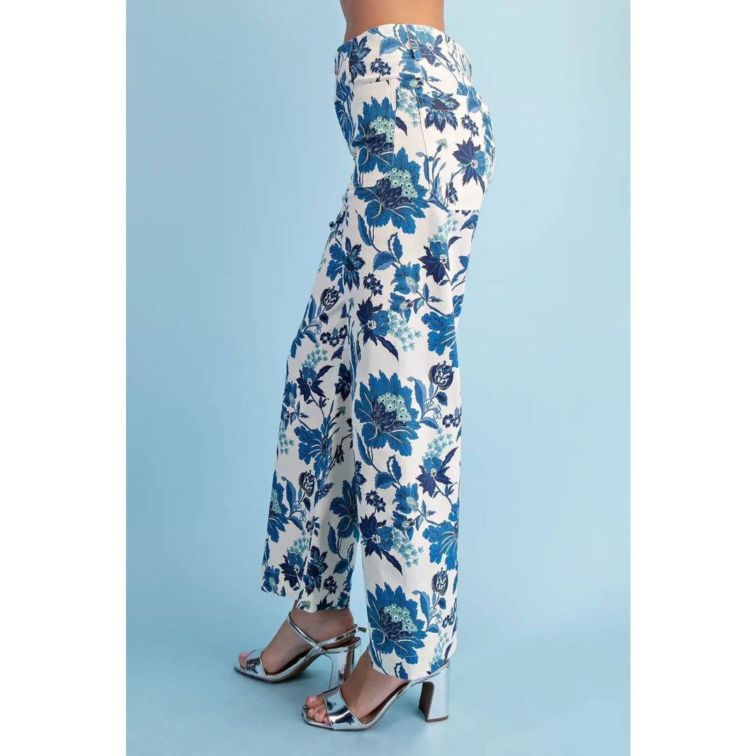 Pants - Floral Ankle Cropped Pants - - Cultured Cloths Apparel