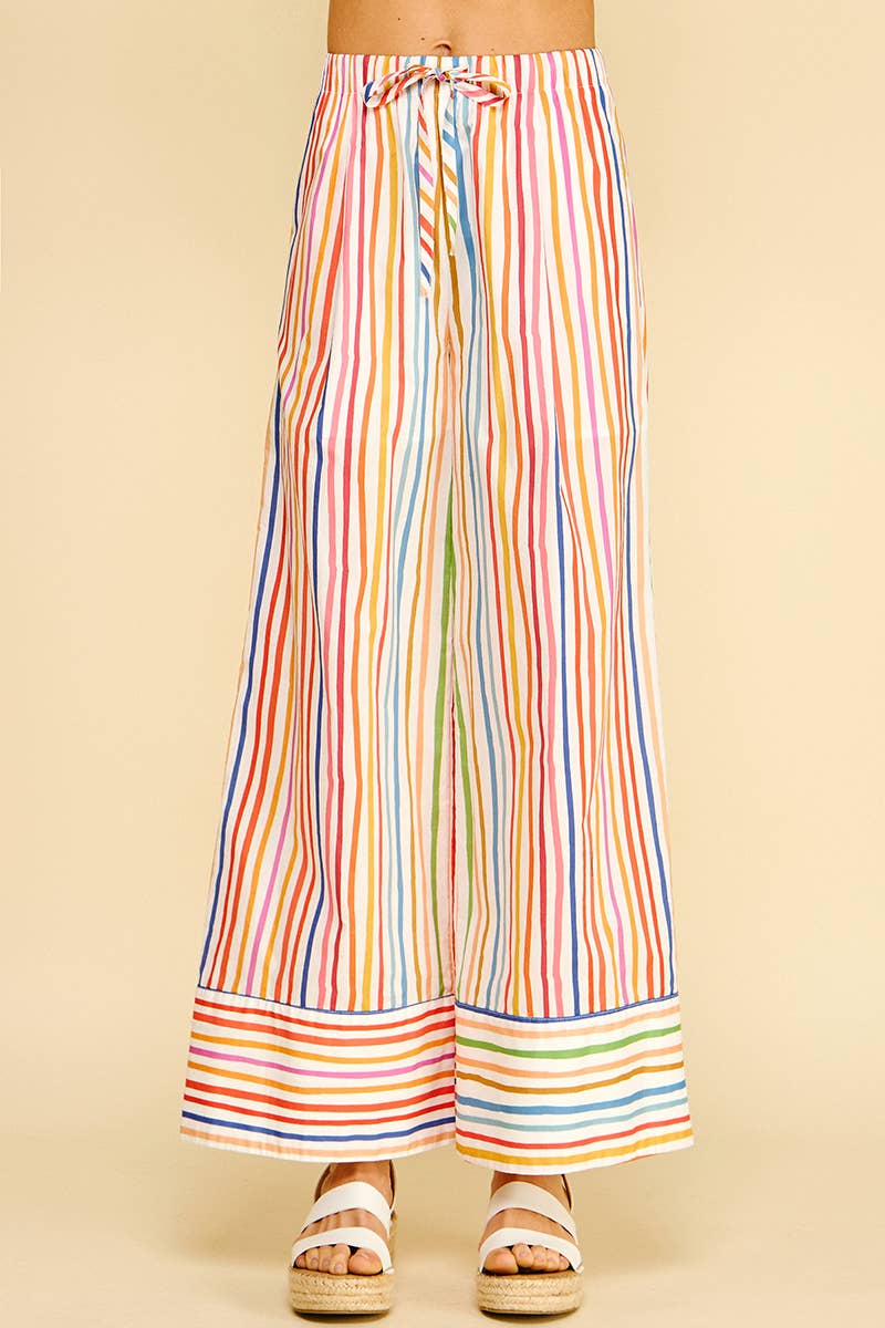 Pants - RAINBOW STRIPE WIDE LEG PANTS - S - Cultured Cloths Apparel