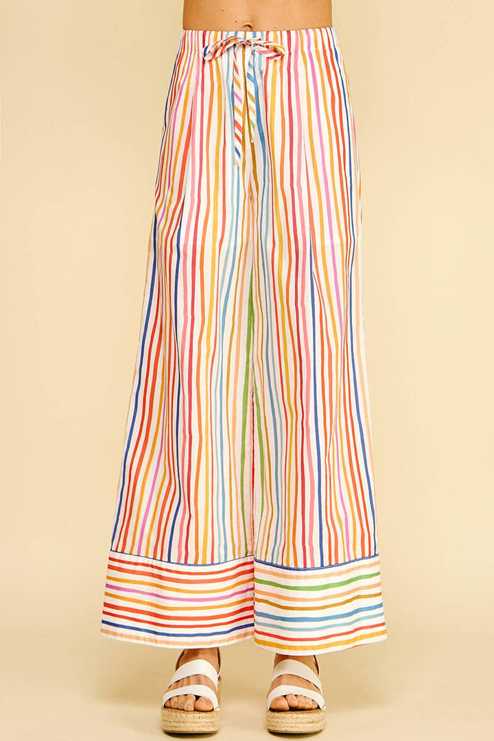 Pants - RAINBOW STRIPE WIDE LEG PANTS - S - Cultured Cloths Apparel