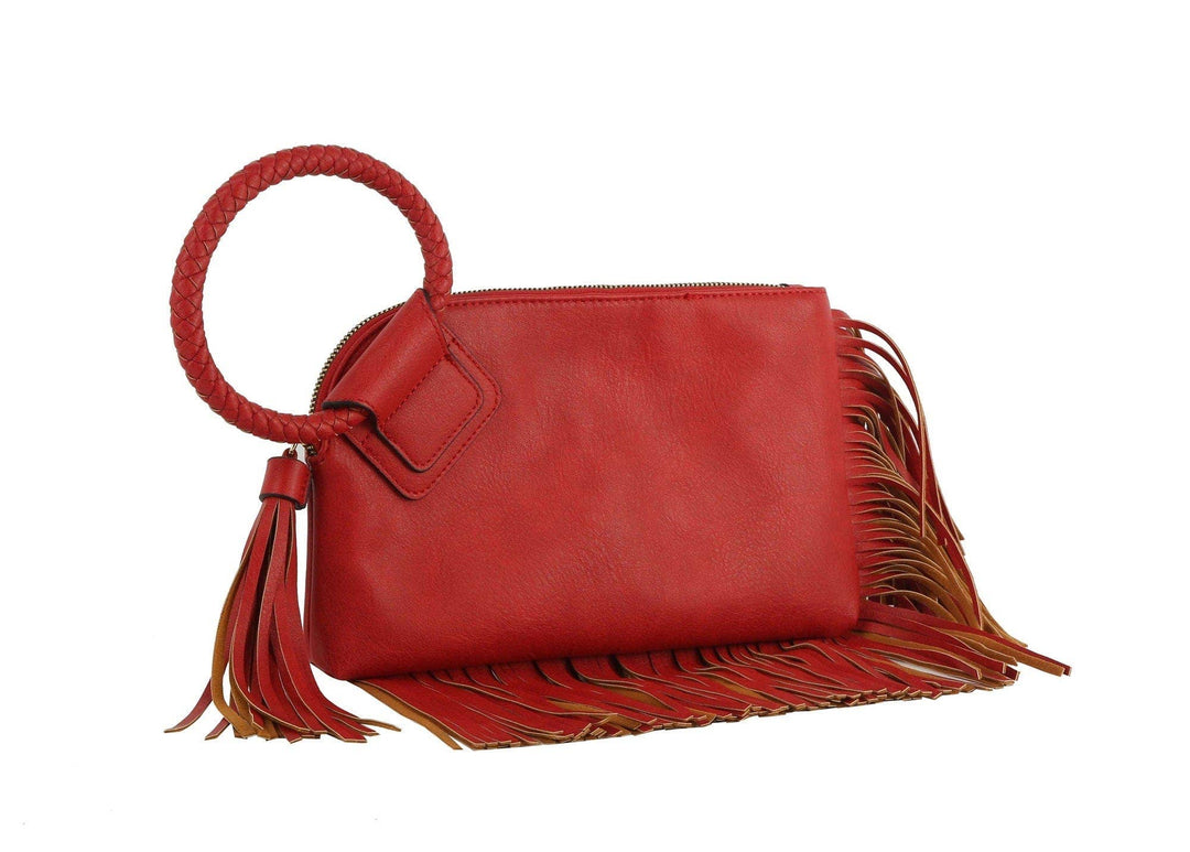 - Fringe Soft Vegan Leather Wristlet/Clutch - - Cultured Cloths Apparel