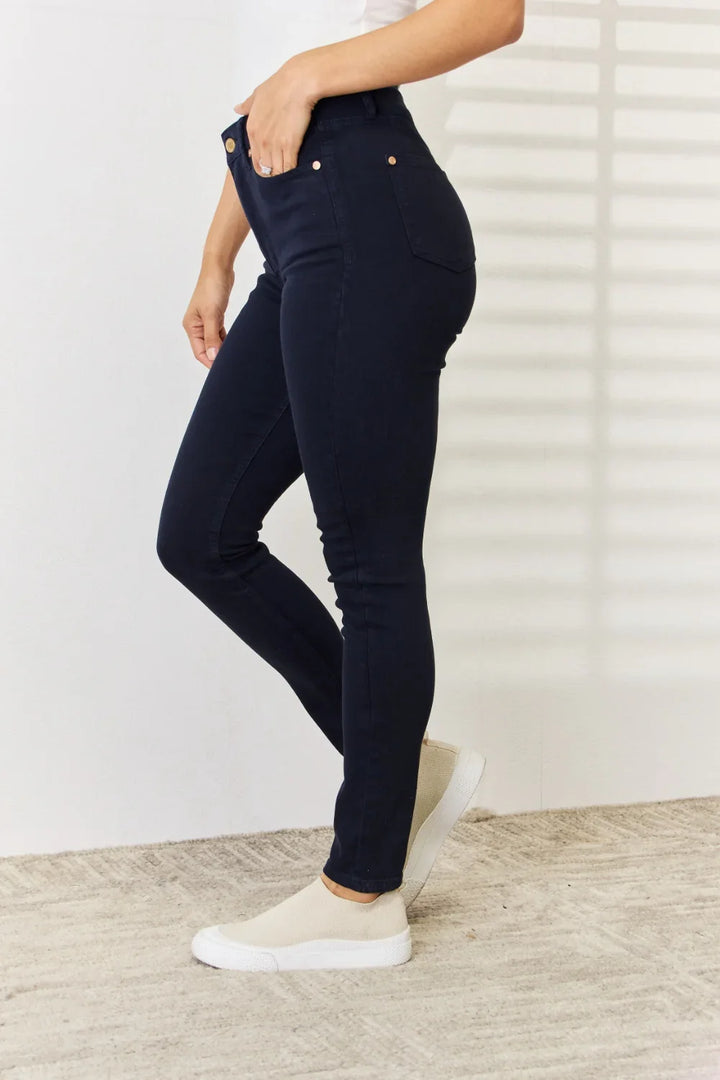 Denim - Judy Blue Full Size Garment Dyed Tummy Control Skinny Jeans - - Cultured Cloths Apparel