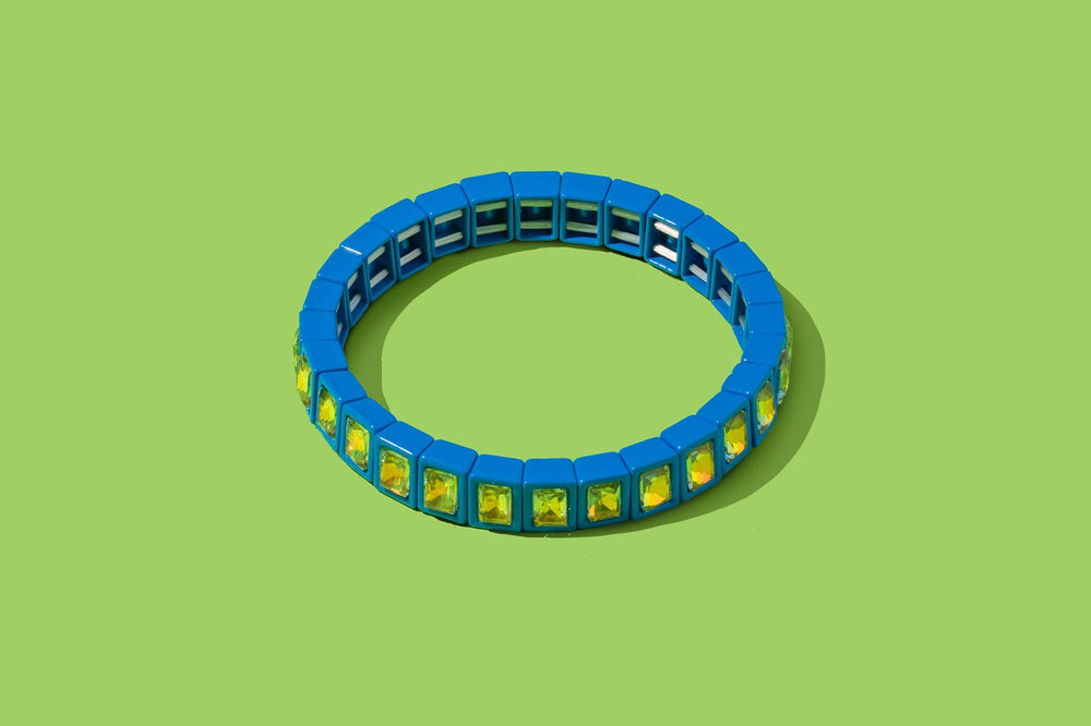 Accessories, Bracelets - Enamel Stretch Bracelet - Small Gems - Penelope - Blue - Cultured Cloths Apparel