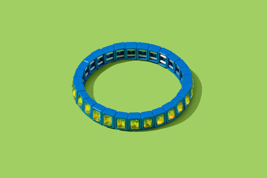 Accessories, Bracelets - Enamel Stretch Bracelet - Small Gems - Penelope - Blue - Cultured Cloths Apparel