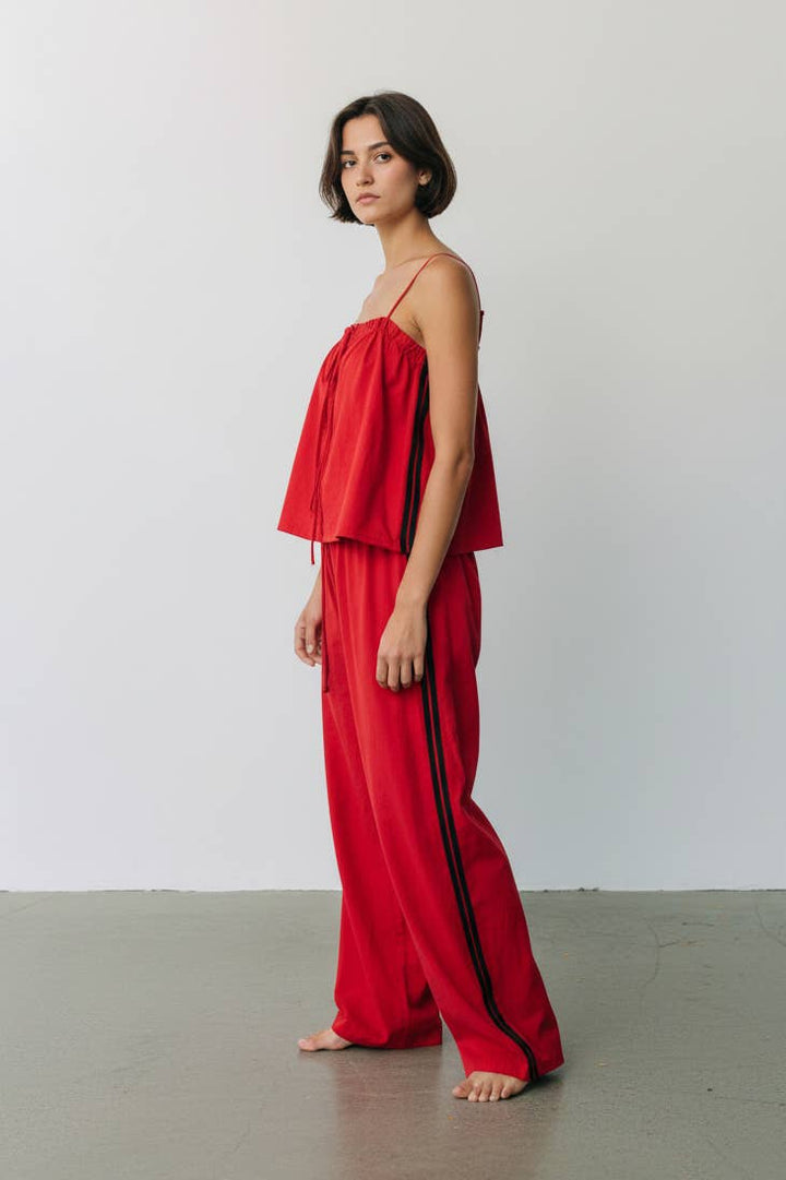 Solid Cotton Camisole & Wide-Leg Pant Set