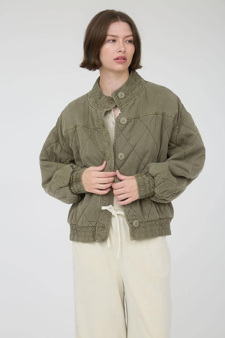 Outerwear - WASHED QUILTED BUTTON DOWN JACKET - - Cultured Cloths Apparel