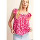 Women's Sleeveless - Peach Skin Floral Printed Square Neckline Top -  - Cultured Cloths Apparel