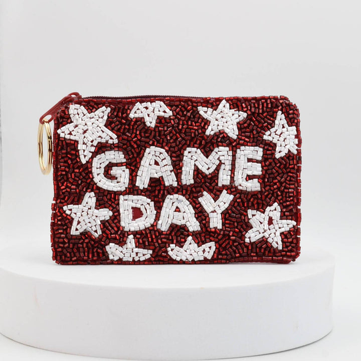 Bags - Game Day Maroon/White Keychain Pouch - - Cultured Cloths Apparel
