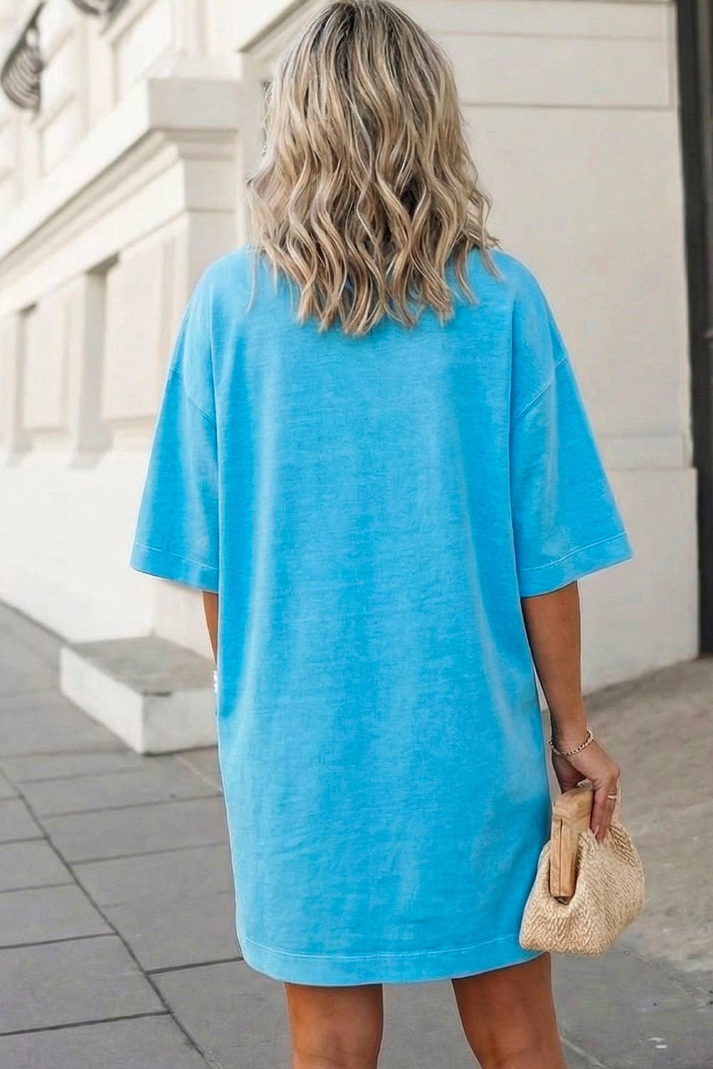 Solid Drop Shoulder Loose T Shirt Mini Dress | S-XL Solid Drop Shoulder Loose T Shirt Mini Dress | S-XL