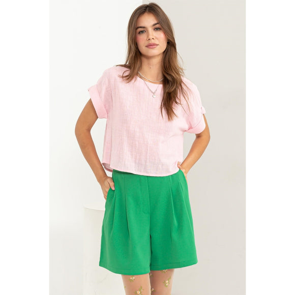 Women's Short Sleeve - Casual Style Stunning Short Sleeve Top - Pink - Cultured Cloths Apparel
