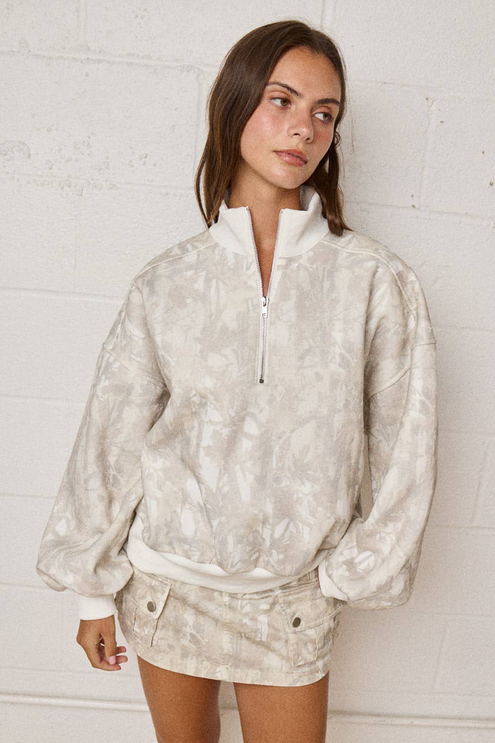 Women's Sweaters - CAMO ZIP UP COLLARED SWEATER - - Cultured Cloths Apparel