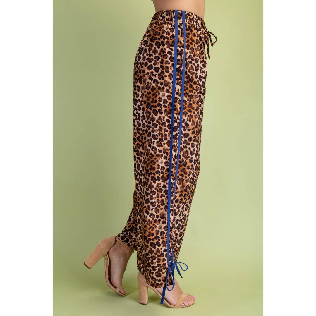 Pants - Blue Leopard Print Pants - - Cultured Cloths Apparel