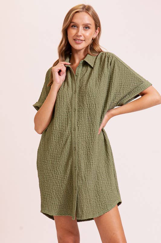 Dresses - Boho Gal Textured T Shirt Dress - - Cultured Cloths Apparel