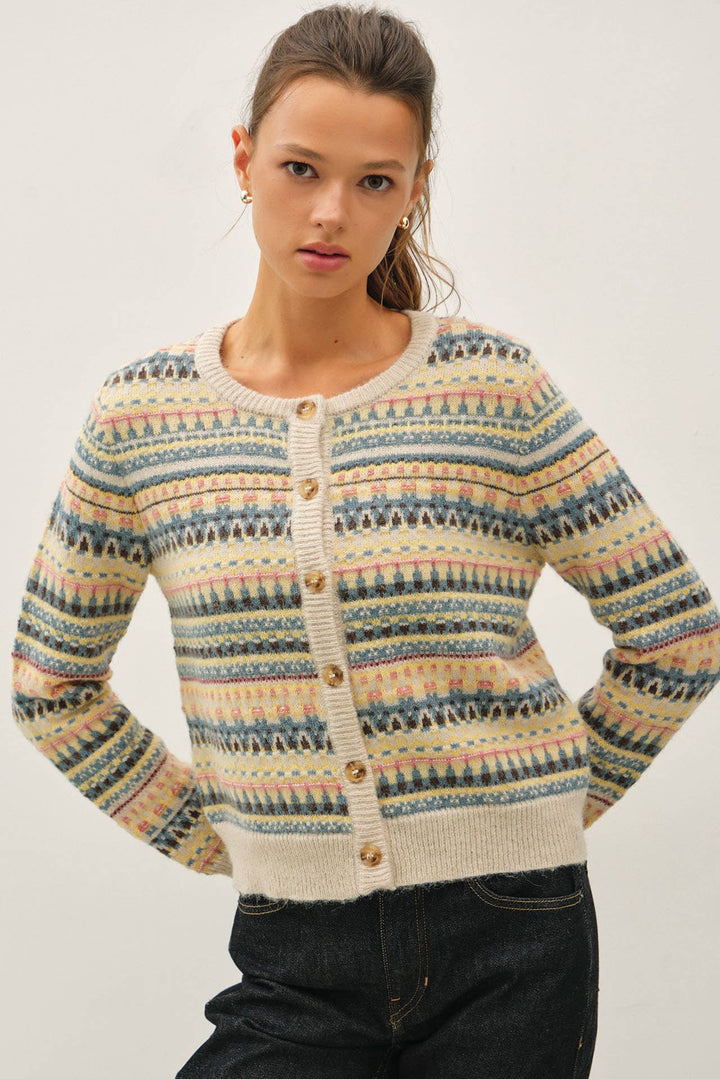 HERITAGE FAIR ISLE CROP CARDIGAN