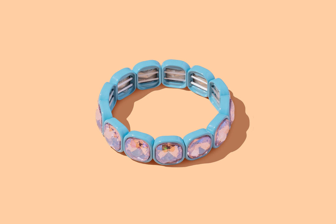Accessories, Bracelets - Enamel Stretch Bracelet - Rounded Gems - Elise - Asst Colors - - Cultured Cloths Apparel