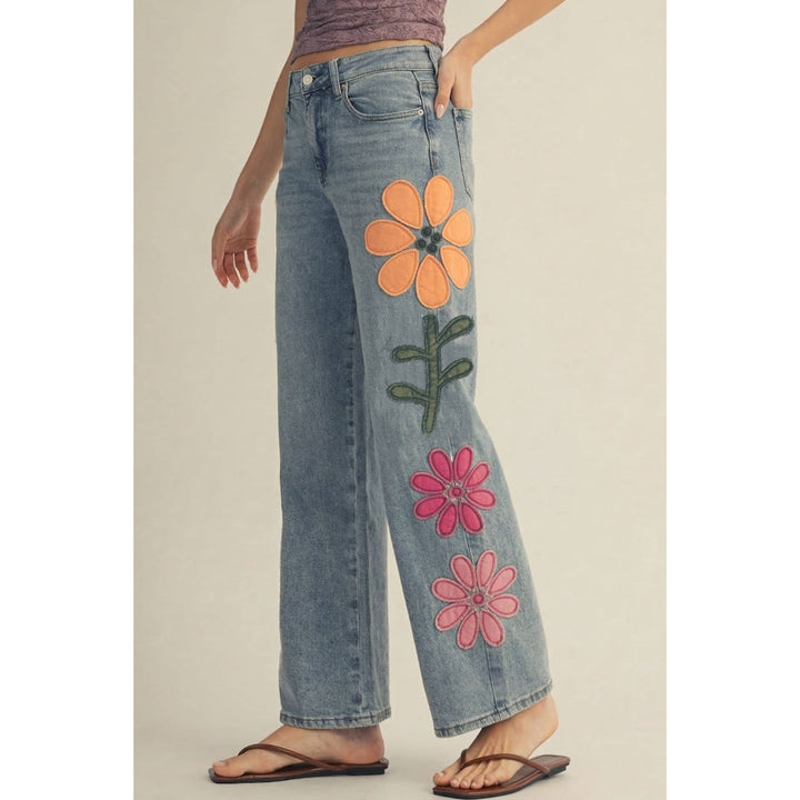 Garden Embroidered Straight Leg Denim
