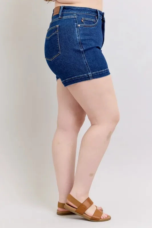 Women's Shorts - Judy Blue Full Size High Waist Tummy Control Denim Shorts - - Cultured Cloths Apparel