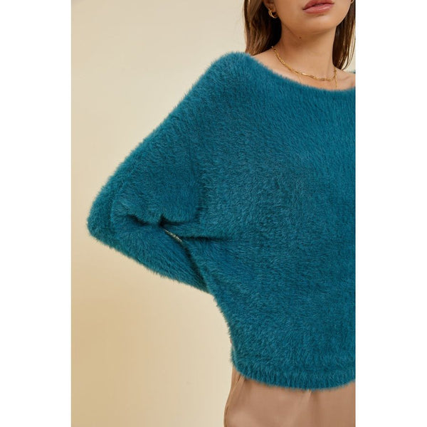 Women's Sweaters - Fuzzy Puff Sleeve Sweater -  - Cultured Cloths Apparel