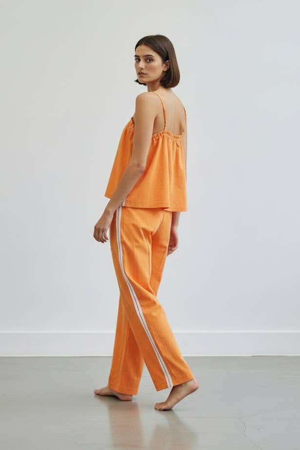 Solid Cotton Camisole & Wide-Leg Pant Set