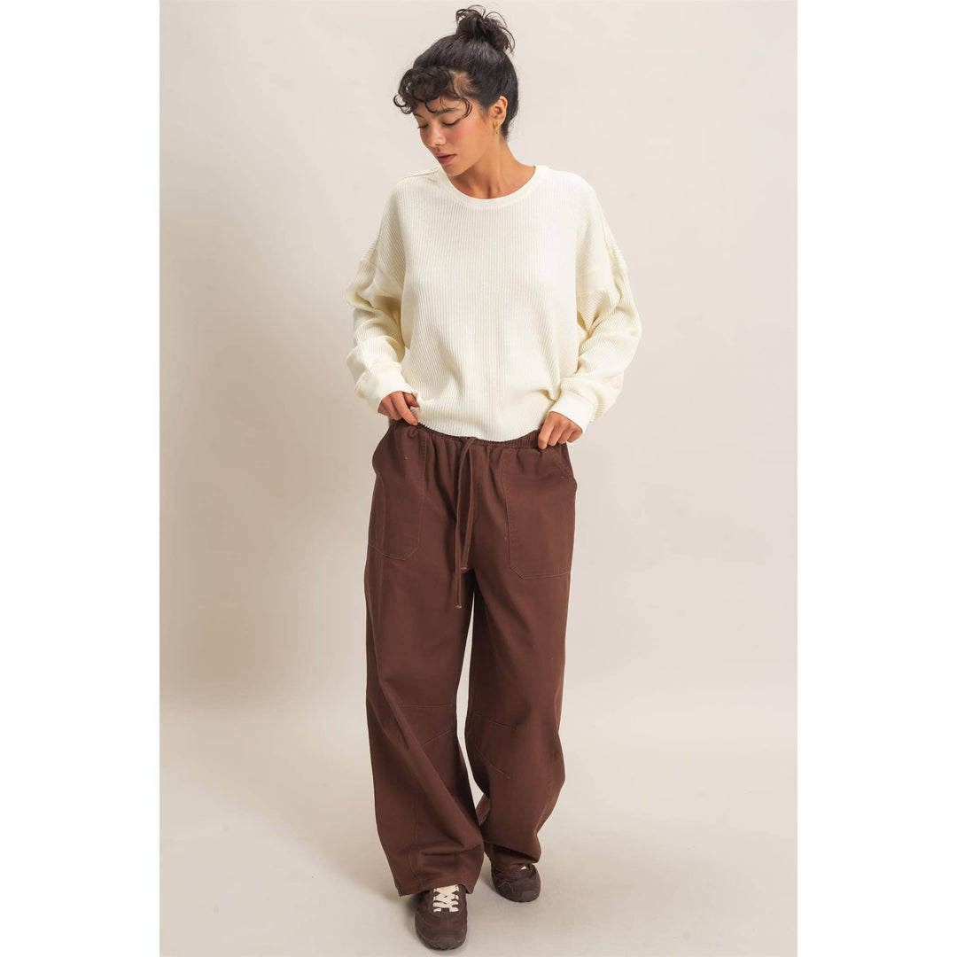 Mineral Wash Waffle Open Back Top