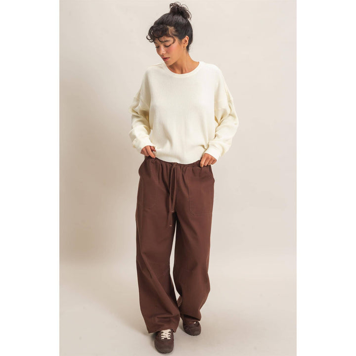 Mineral Wash Waffle Open Back Top