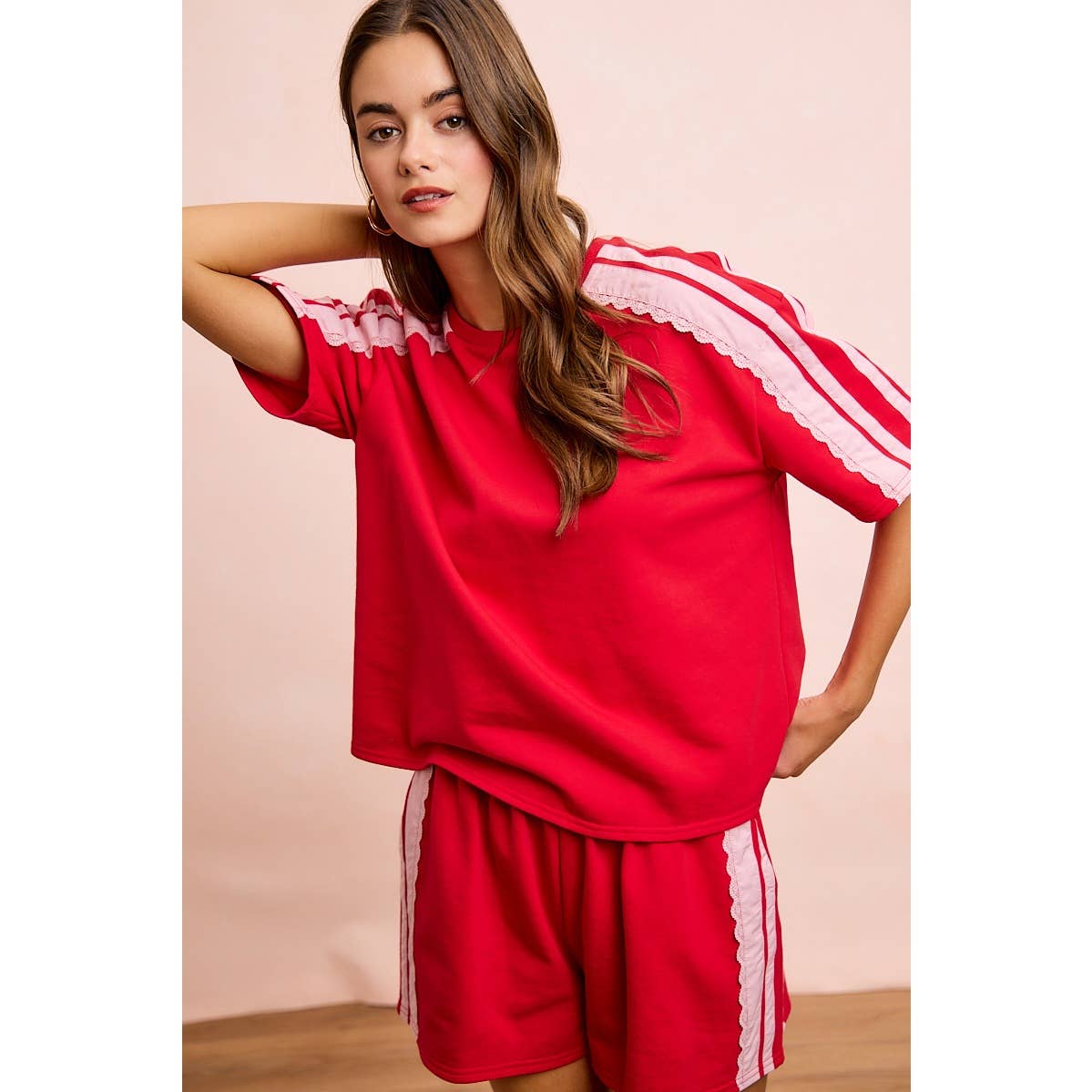 FRENCH TERRY SIDE LACE DETAIL SHORT SLEEVES TOP – Cultured Cloths