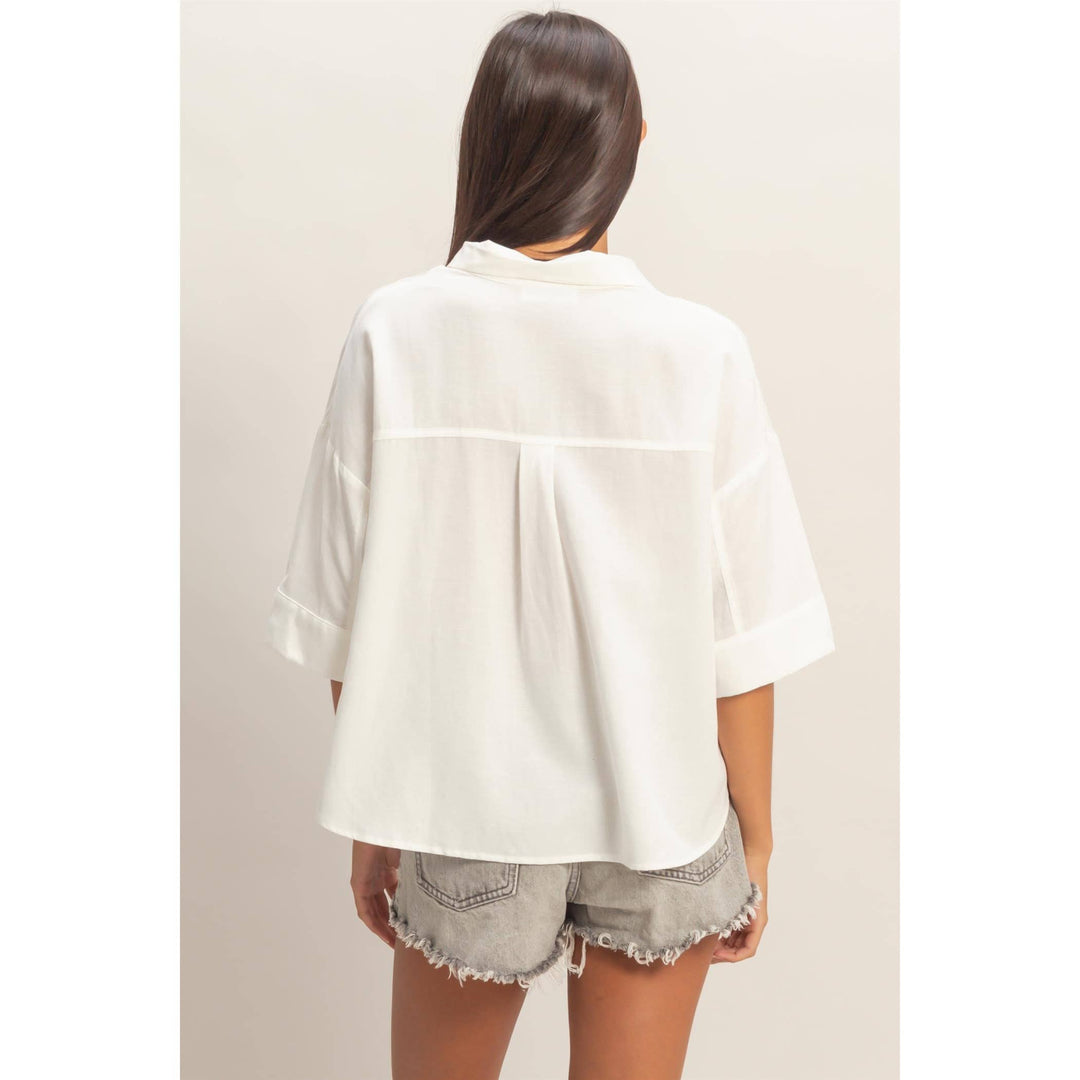 Button-Up Collared Short Sleeve Shirt