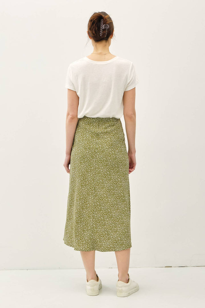 PRINT MIDI SKIRT WITH ELASTIC WAISTBAND