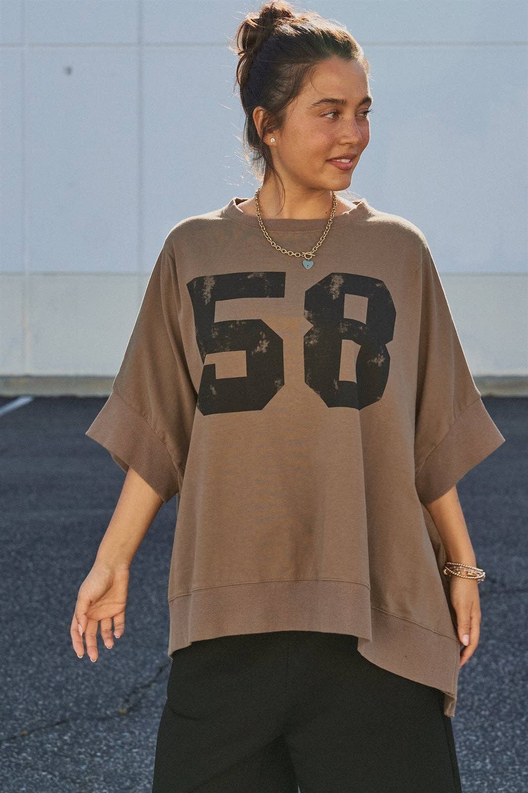 Retro Graphic Oversized French Terry Top