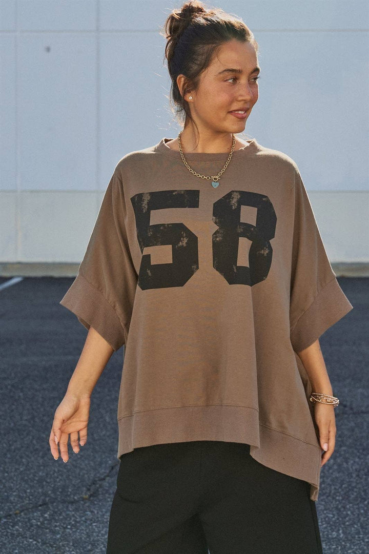 Retro Graphic Oversized French Terry Top