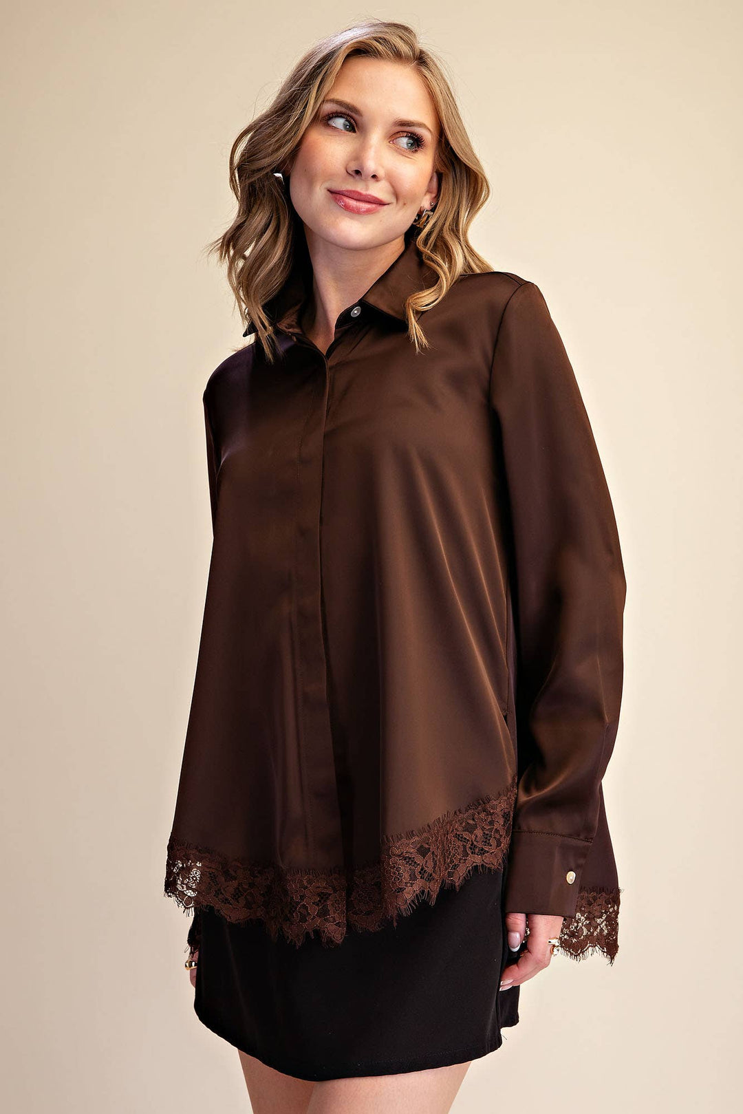 Lace Satin Effect Shirt