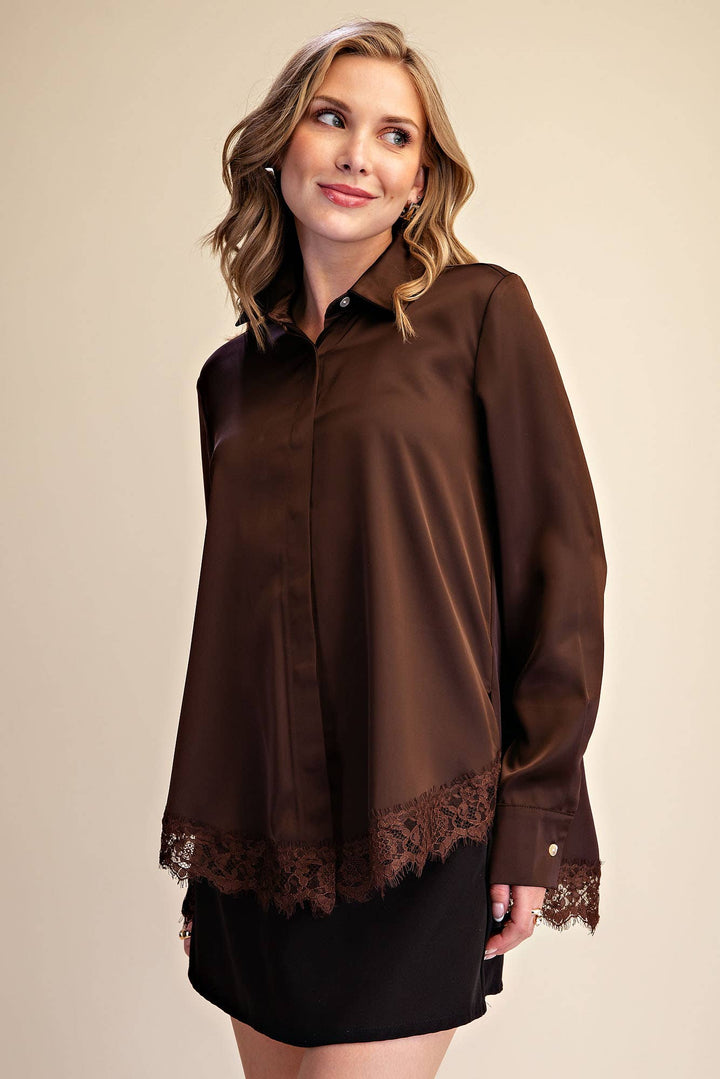 Lace Satin Effect Shirt