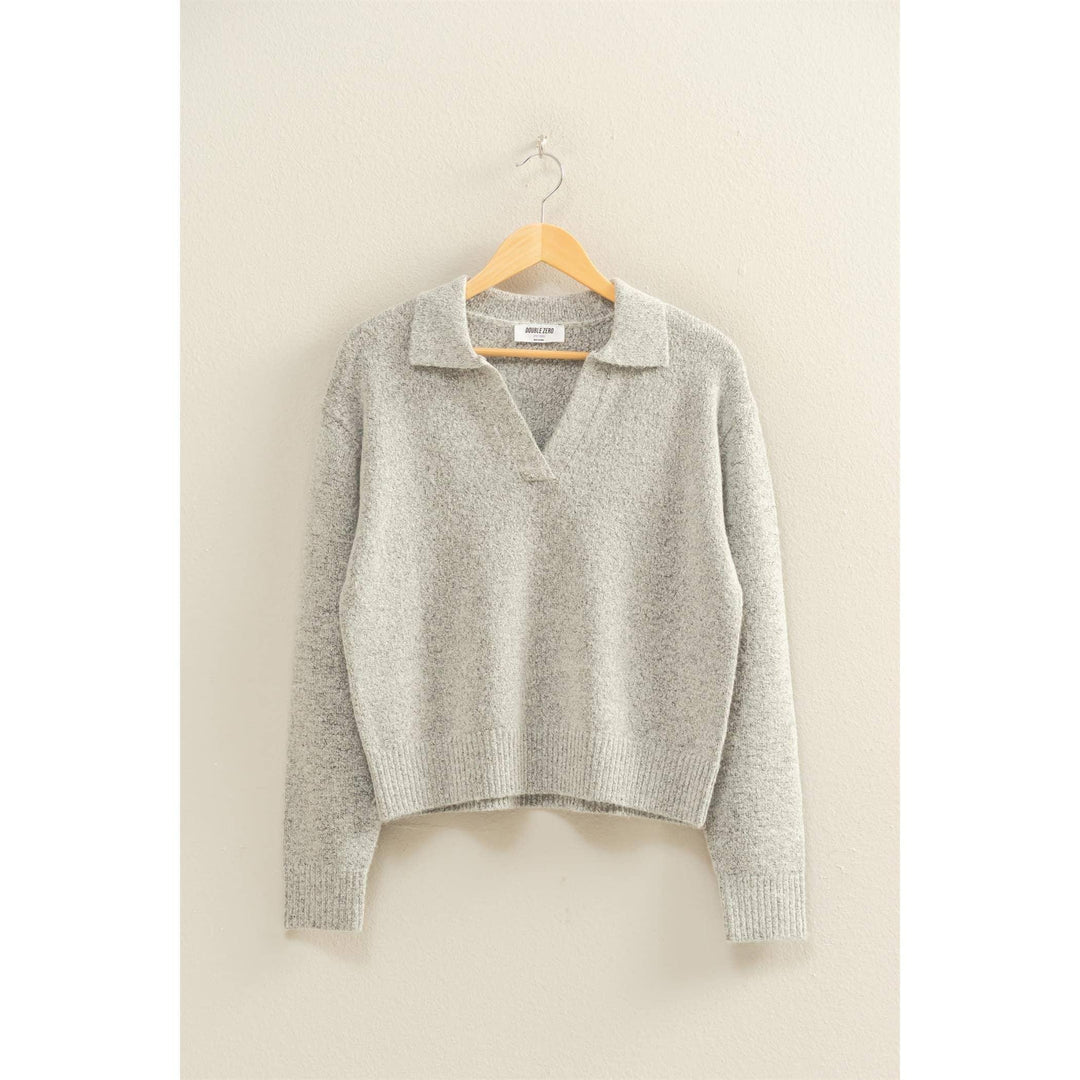 Women's Sweaters - Collared V Neck Sweater - - Cultured Cloths Apparel