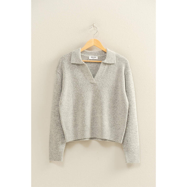 Women's Sweaters - Collared V Neck Sweater - - Cultured Cloths Apparel